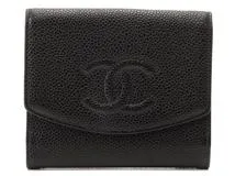 CHANEL シャネル ココマークWホック財布 A13496 ブラック/GP キャビア