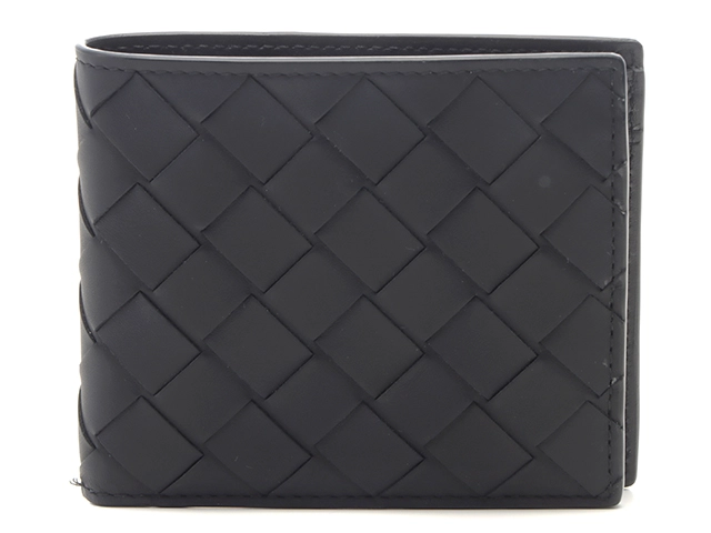 BOTTEGA VENETA ボッテガ・ヴェネタ　イントレチャート　コインパースツキフタツオリウォレット　ネイビー　カーフ　2143300174939　【437】