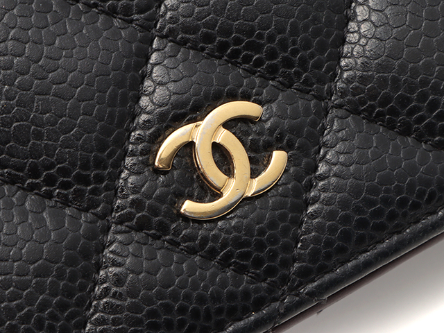 CHANEL シャネル マトラッセ二つ折ZIP長財布 ブラック GP
