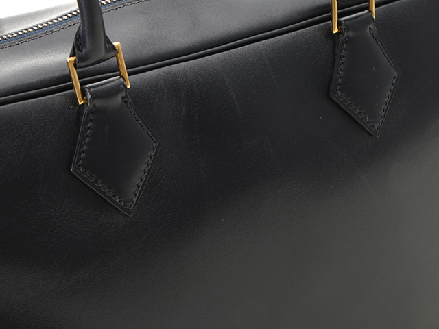 HERMES エルメス プリュム32 ネイビー/GP □A刻印 ボックスカーフ【432