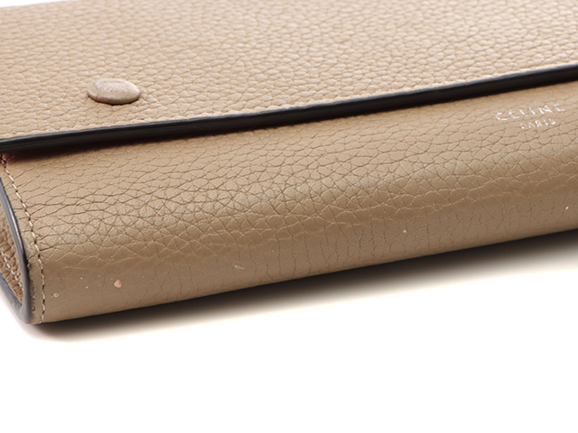 CELINE セリーヌ ドラムド CE24 ラージ フラップマルチファンクション ブラック マリーン 財布