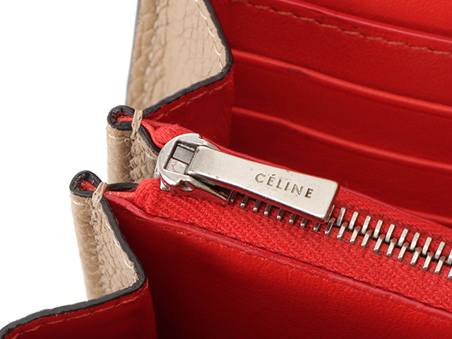 CELINE セリーヌ ドラムド CE24 ラージ フラップマルチファンクション ブラック マリーン 財布