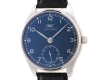 IWC　インターナショナルウォッチカンパニー　メンズ時計　ポルトギーゼ　IW358305　自動巻き　ブルー文字盤　シースルーバック　ステンレス　アリゲーター・ストラップ【433】