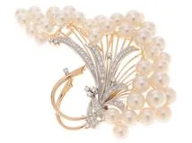 JEWELRY　ジュエリー　ブローチ　K18イエローゴールド/K14ホワイトゴールド　ダイヤモンド0.67/パール　約38.7g　2143300193558　【472】KS