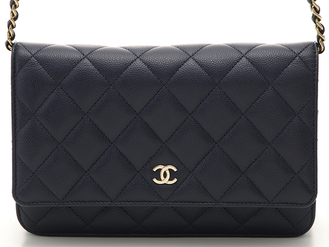CHANEL シャネル クラシック チェーンウォレット ネイビー CHANEL シャネル クラシックチェーンウォレット ネイビー/GP