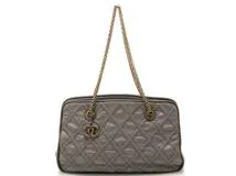 CHANEL シャネル マトラッセ ステッチチェーンショルダー ショルダーバッグ グレー カーフ【473】