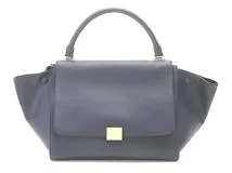 CELINE セリーヌ トラペーズ ミディアム ハンドバッグ ネイビー ゴールド レザー【472】MM の購入なら「質」の大黒屋（公式）