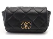 CHANEL シャネル 19 チェーンベルトバッグ ブラック ラムスキン AS1163