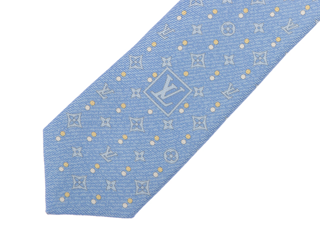 サ*ス様 LOUIS VUITTON シルバー ネクタイ　剣先9.5cm LOUIS VUITTON ルイヴィトン ネクタイ モノグラム・ダブルドット