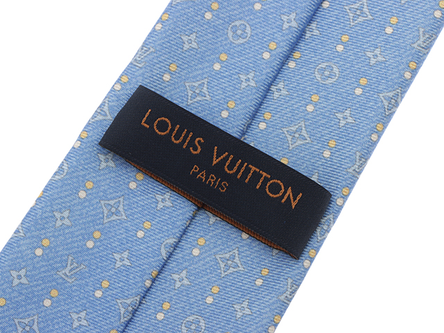 サ*ス様 LOUIS VUITTON シルバー ネクタイ　剣先9.5cm LOUIS VUITTON ルイヴィトン ネクタイ モノグラム・ダブルドット