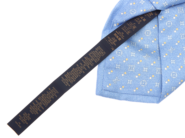 サ*ス様 LOUIS VUITTON シルバー ネクタイ　剣先9.5cm LOUIS VUITTON ルイヴィトン ネクタイ モノグラム・ダブルドット