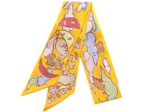 HERMES　エルメス　トゥイリー　 ILLE ET UN LAPINS　ブトンドール／パルム　シルク【430】2143300199628