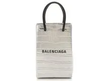 BALENCIAGA バレンシアガ ショッピング フォンフォルダー シルバー