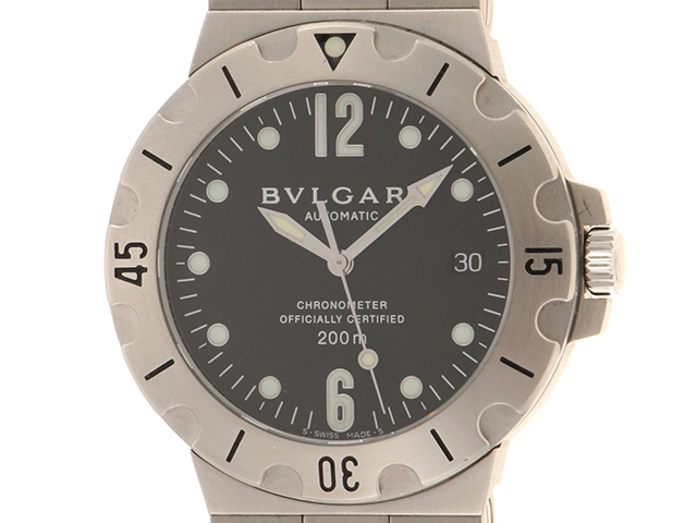 ブルガリ BVLGARI ディアゴノ スクーバ クロノグラフ SC38G メンズ 腕時計 ブラック 文字盤 K18YG 自動巻き Diagono VLP 90201827