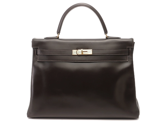 HERMES ケリー35 ショコラ（ブラウン）/ボックスカーフ/GP金具