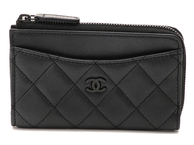 CHANEL シャネル マトラッセ カードケース ブラック ラムスキン【433  