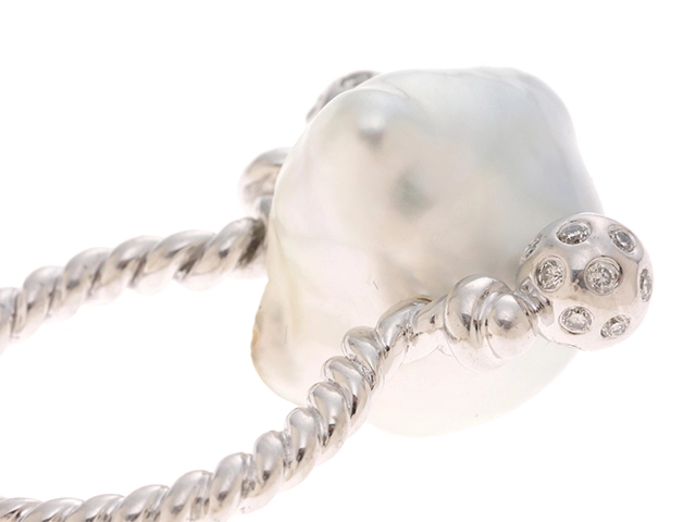 JEWELRY　ジュエリー　バロックパールリング　ホワイトゴールド　K18WG　D0.30　9.1g　#8～9号　【471】L