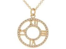 TIFFANY & CO　ティファニー　アトラスオープンサークルネックレス　イエローゴールド　ダイヤモンド　3.5g　【471】L
