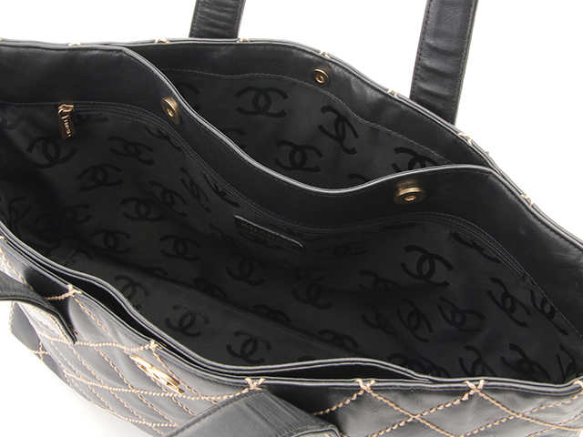 CHANEL シャネル トートバッグ ワイルドステッチトート ブラック・GP