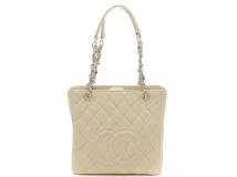 CHANEL　シャネル　マトラッセ　PST　チェーンショルダートート　A20944　キャビア　アイボリー　SV金具　【472】HA