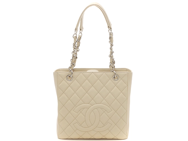 CHANEL　シャネル　マトラッセ　PST　チェーンショルダートート　A20944　キャビア　アイボリー　SV金具　【472】HA