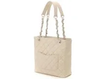 CHANEL　シャネル　マトラッセ　PST　チェーンショルダートート　A20944　キャビア　アイボリー　SV金具　【472】HA