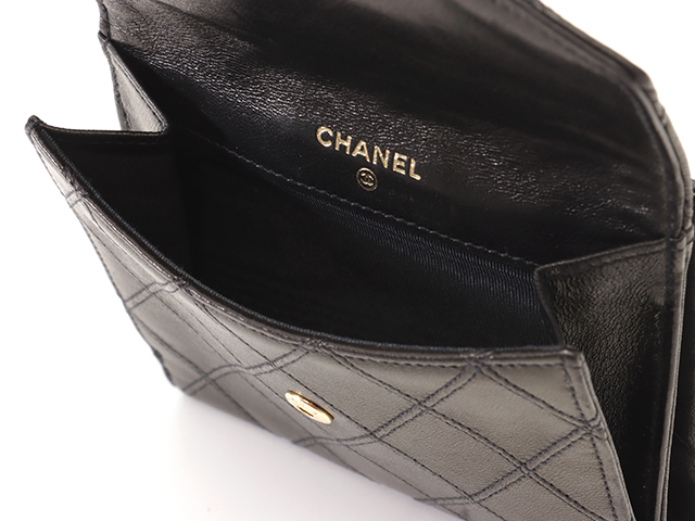 CHANEL シャネル ビコローレ Wホック財布 ブラック/GP