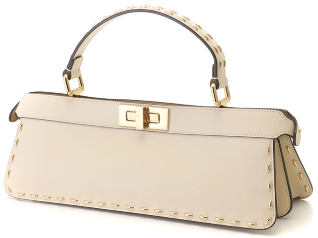 FENDI フェンディ ピーカーブー アイシーユーホリゾンタル ハンドバッグ アイボリー ゴールド金具 レザー 8BN331AHNXF1FNH【434】