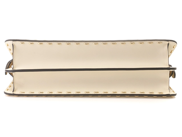 FENDI フェンディ ピーカーブー アイシーユーホリゾンタル ハンドバッグ アイボリー ゴールド金具 レザー 8BN331AHNXF1FNH【434】