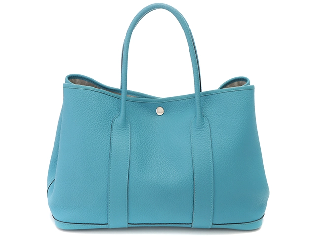 HERMES エルメス ハンドバッグ ガーデンパーティPM ネゴンダ ターコイズ シルバー金具 □R刻印【473】