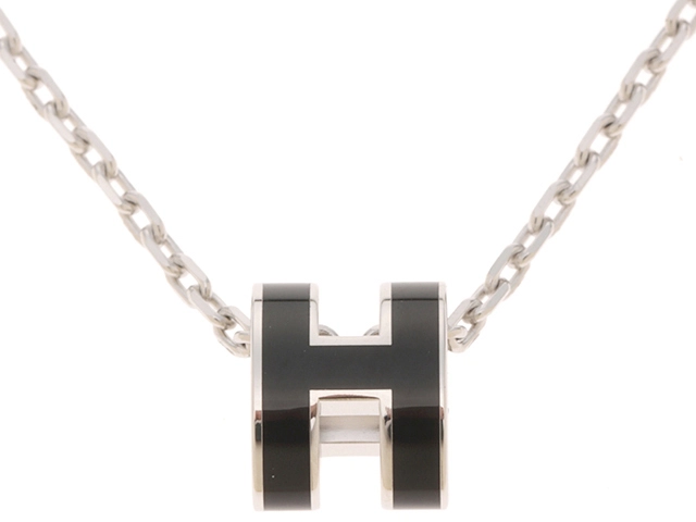 HERMES エルメス ポップアッシュ・ミニネックレス ブラック ステンレス  