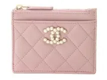 CHANEL シャネル フェイクパールココマーク マトラッセ ジップ CHANEL シャネル フェイクパールココマーク マトラッセ ジップ
