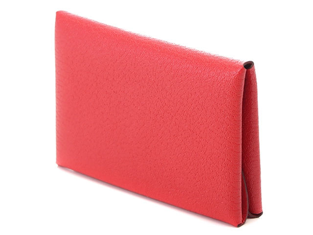 HERMES　エルメス　小物　コインケース　カルヴィデュオ　ルージュクー　シルバー金具　シェーブル　H083416CKS3　W刻印　2024年代【430】2143300221671