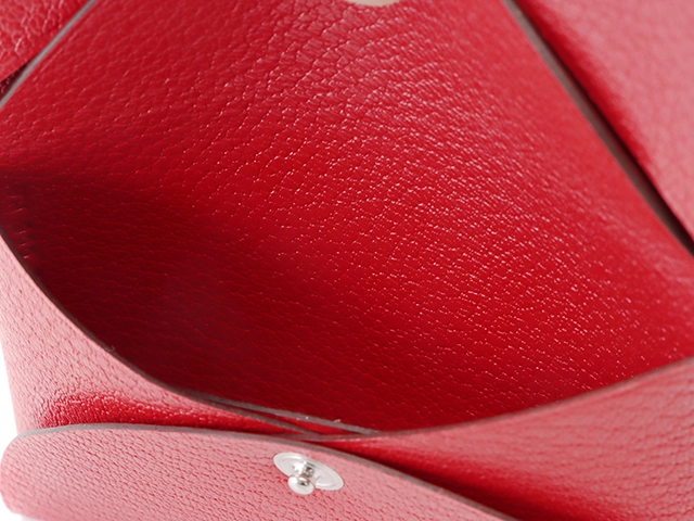 HERMES　エルメス　小物　コインケース　カルヴィデュオ　ルージュクー　シルバー金具　シェーブル　H083416CKS3　W刻印　2024年代【430】2143300221671