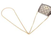 GUCCI　グッチ　ブロンディ　ミディアムチェーンウォレット　725219　ベージュ PVC/レザー【207】2143300222401