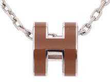 HERMES　エルメス　小物　ネックレス　ホップアッシュ・ミニネックレス　ゴールド　SS金具シルバー・エナメル　箱付き　【472】HA
