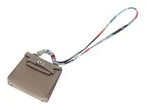 HERMES　エルメス　小物　バッグチャーム　 マイクロケリー/ ツイリーチャーム　　グレー/レザー/シルバー金具　【472】KS