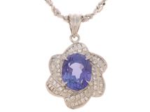 JEWELRY ノンブランドジュエリー ネックレス K18ホワイトゴールド/プラチナ900 タンザナイト5.85ct/ダイヤモンド0.77ct【472】SJ