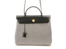HERMES　エルメス　エールバッグPM ブラック/グレー　ヴァッシュ・ハンター/トワルアッシュ　W刻印2024年【430】2143300228700