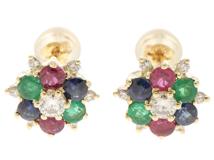 JEWELRY　ジュエリー　ピアス　K18　マルチ石　約2.9g【207】2143300231489