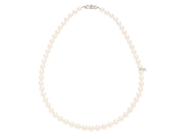 プラチナ PT 真珠 パール 0.006ct ダイヤモンド ネックレス