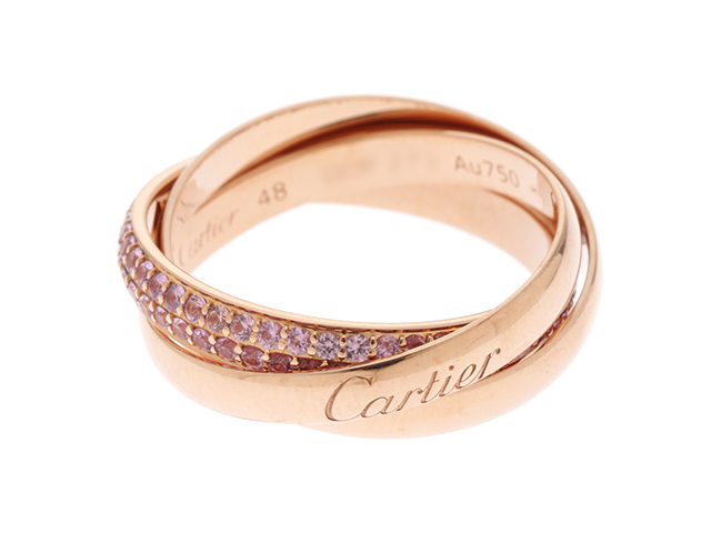 Cartier カルティエ トリニティ リング 指輪 B4093100 3連 PG ピンクゴールド ピンクゴールドサファイヤ 48号