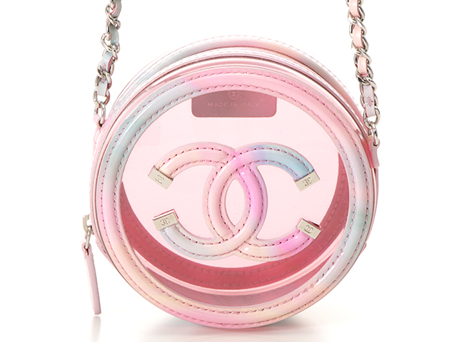 シャネル Chanel ｃｃフィグリ ピンク ブルー ラウンドチェーンショルダー グラデーション エナメル クリア チェーンバッグ クロスボディ ａｐ0365 472 ｈｆの購入なら 質 の大黒屋 公式