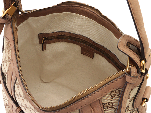 GUCCI グッチ 2wayショルダーバッグ GGキャンバス レザー ブラウン