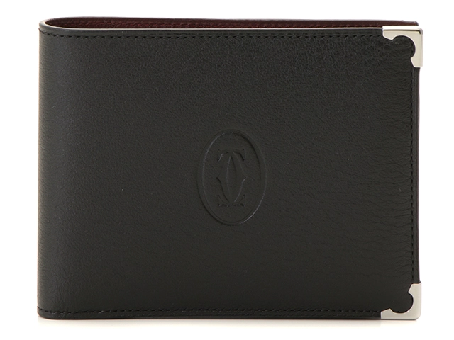 Cartier 二つ折り財布 マストライン レザー ブラック L3000595 - 長財布