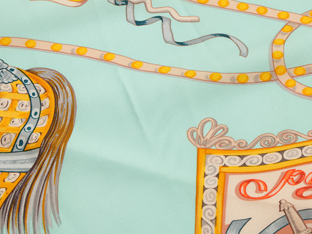 HERMES エルメス スカーフ カレ90 PAPEROLES/パプロール ブルー