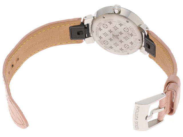 LOUIS VUITTON ルイヴィトン レディース腕時計 タンブールスリムPM QA143Z 現行品 ブラック（黒）文字盤 11Pダイヤ ヴェルニストラップ（黒）クォーツ