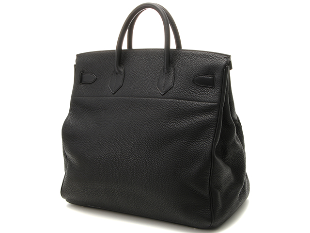 HERMES エルメス オータクロア40 ハンドバッグ トゴ ブラック シルバー 