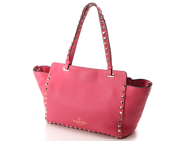 VALENTINO バレンチノ ロックスタッズ 2WAYトート ピンク カーフ 【205