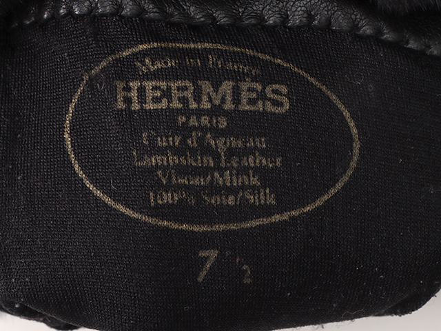 HERMES エルメス 手袋 ケリーグローブ ブラック SV ラムスキン